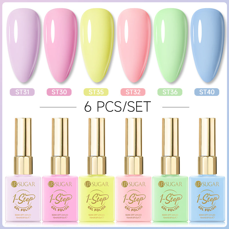 6 Colors 1 Step Gel Polish Set #01 15ml