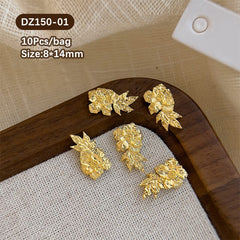 10pcs French Nails Gold Flowers Nail Decorations Clearance No Brand DZ150-01