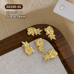 10pcs French Nails Gold Flowers Nail Decorations Clearance No Brand DZ150-01