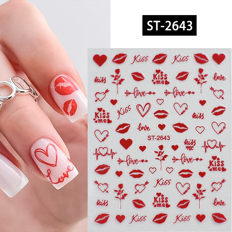 Heart 3D Nail Sticker ST-2643 Red