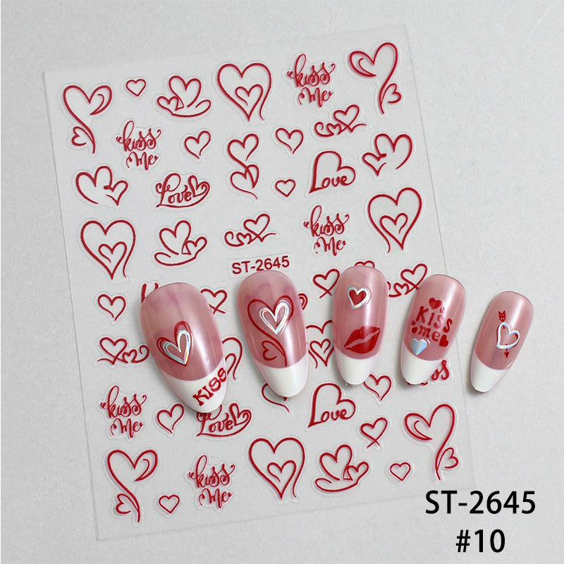 Heart 3D Nail Sticker ST-2645 Red
