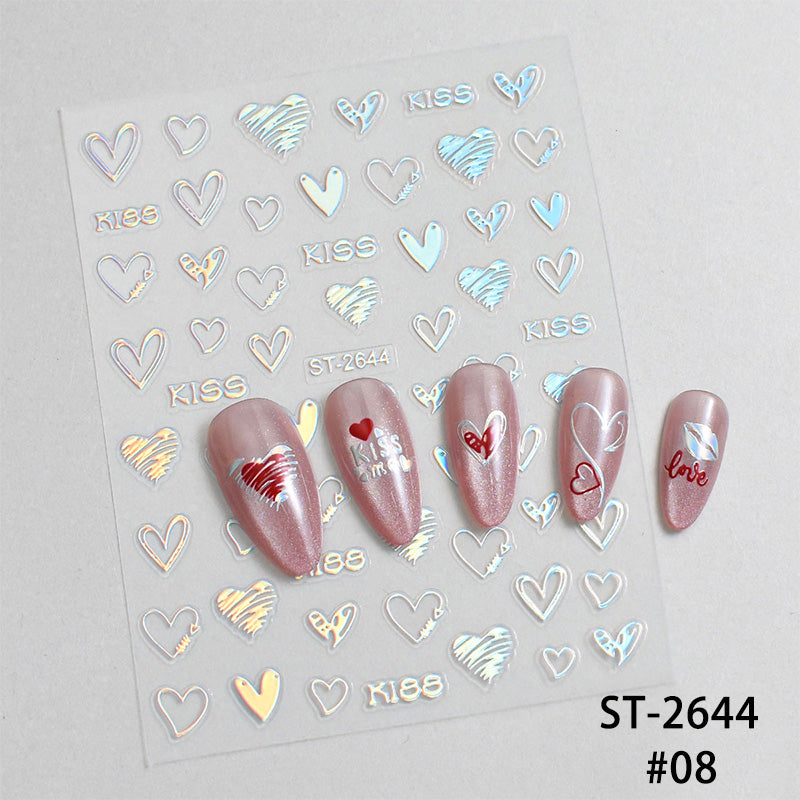Heart 3D Nail Sticker ST-2644 Silver