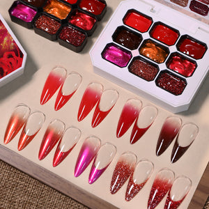 9 Colors 4 In 1 Pat Painting Gel Crimson Flicker Gel Nail Polish UR SUGAR