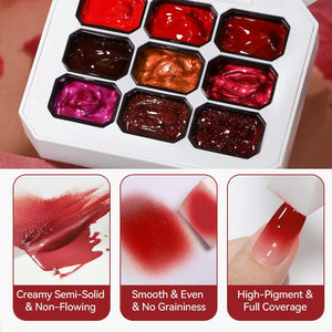 9 Colors 4 In 1 Pat Painting Gel Crimson Flicker Gel Nail Polish UR SUGAR