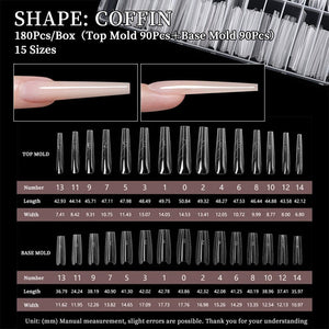 180pcs Coffin Extension Gel Dual Forms Nail Tips No Brand