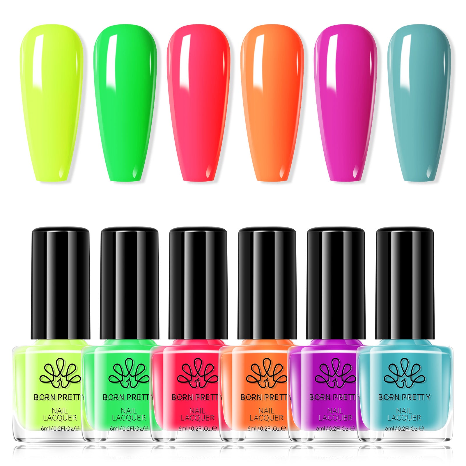 6 Colors Neon Nail Polish Set 6ml