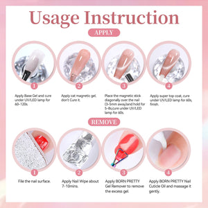 Glass Cat Magnetic Gel MY391 Peach Boba 15ml HEMA/TPO FREE Gel Nail Polish BORN PRETTY