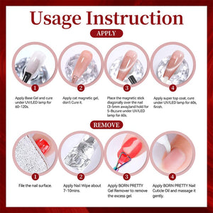 Mirror Cat Magnetic Gel MY394 Mirror Ruby 10ml HEMA/TPO FREE Gel Nail Polish BORN PRETTY