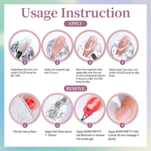 6 Colors Glass Cat Magnetic Gel M31 Spring Letter 7ml HEMA/TPO FREE Gel Nail Polish BORN PRETTY