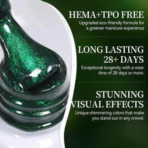 Glass Cat Magnetic Gel MY401 Emerald 15ml HEMA/TPO FREE Gel Nail Polish BORN PRETTY