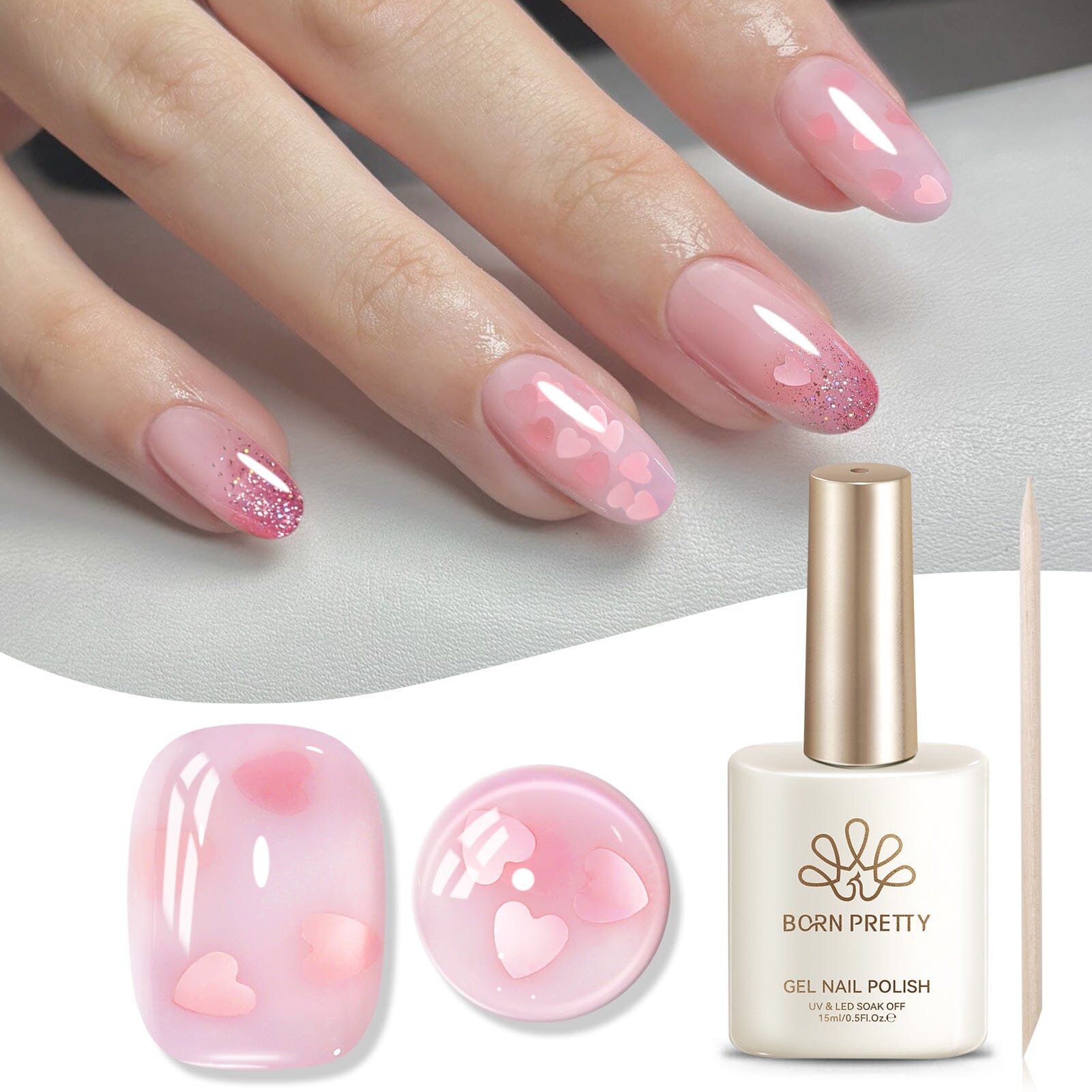 Sequins Jelly Gel TS29 Secret Kiss 15ml HEMA/TPO FREE Gel Nail Polish BORN PRETTY