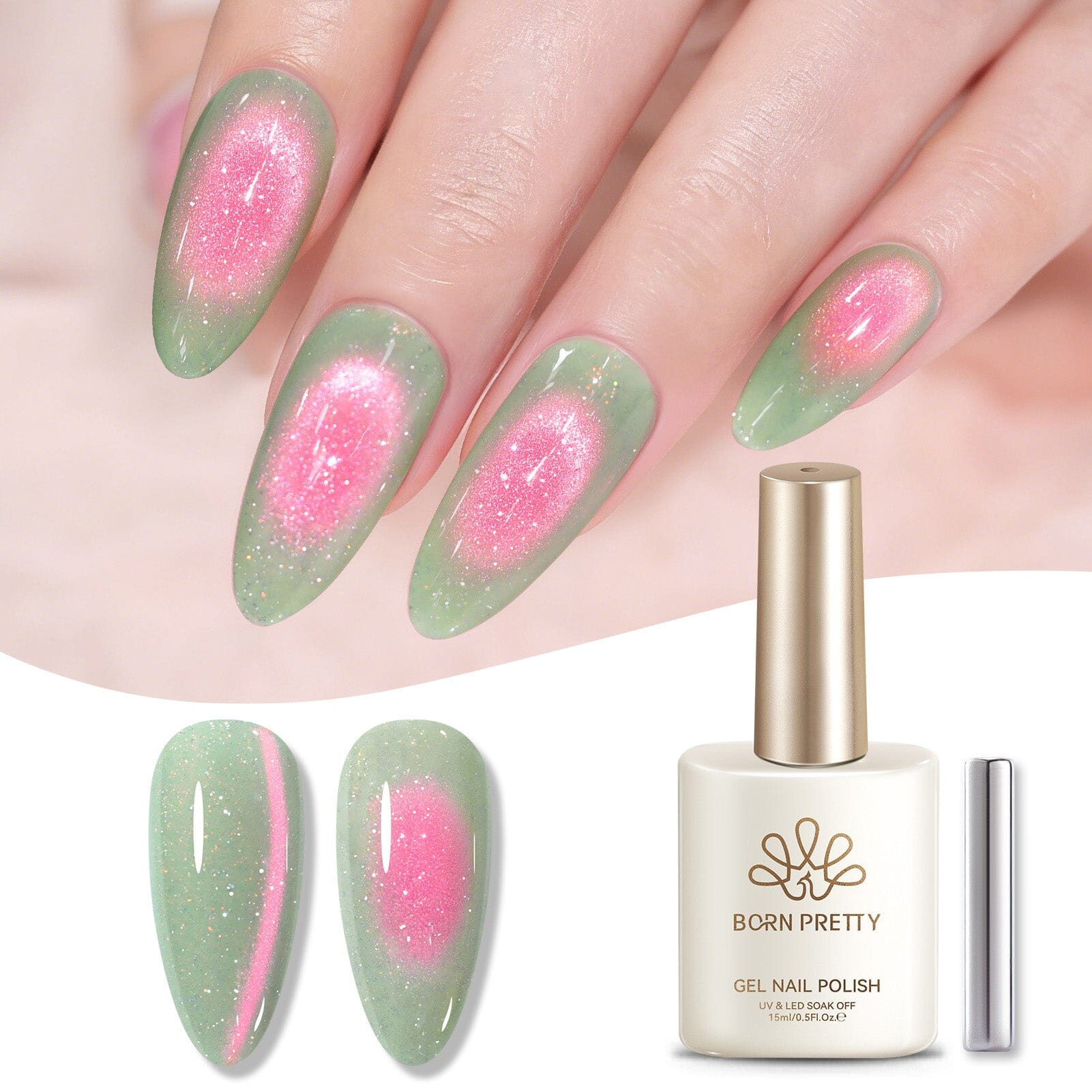 Glitter Cat Magnetic Gel MY427 Electric Guava 15ml HEMA/TPO FREE Gel Nail Polish BORN PRETTY