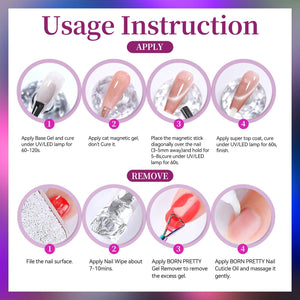 6 Colors Colored Cat Magnetic Gel M52 Romantic Universe 7ml HEMA/TPO FREE Gel Nail Polish BORN PRETTY