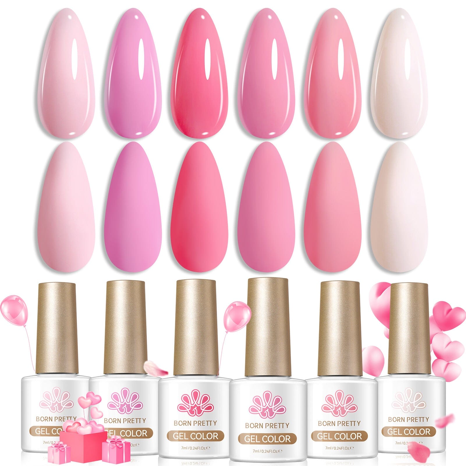 6 Colors Color Gel S44 Soft Pulse 7ml HEMA/TPO FREE Gel Nail Polish BORN PRETTY