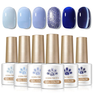 6 Colors Jelly Gel J55 Reduced Blue 7ml Gel Nail Polish BORN PRETTY