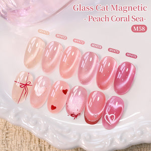 6 Colors Glass Cat Magnetic Gel M58 Peach Coral Sea 7ml Gel Nail Polish BORN PRETTY