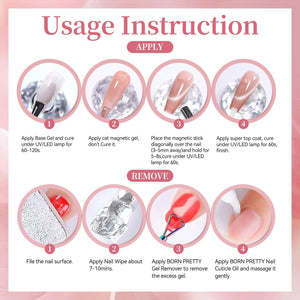 6 Colors Glass Cat Magnetic Gel M58 Peach Coral Sea 7ml Gel Nail Polish BORN PRETTY