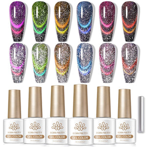 6 Colors Reflective Cat Magnetic Gel M64 Light Years Away 7ml Gel Nail Polish BORN PRETTY