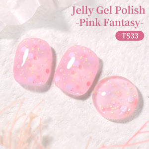 Sequins Jelly Gel TS33 Pink Fantasy 15ml Gel Nail Polish BORN PRETTY