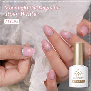 Moonlight Cat Magnetic Gel MY195 Rosy White 10ml Gel Nail Polish BORN PRETTY