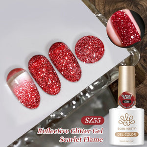 Reflective Glitter Gel SZ55 Scarlet Flame 10ml Gel Nail Polish BORN PRETTY