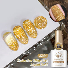 Reflective Glitter Gel SZ56 Liquid Gold 10ml Gel Nail Polish BORN PRETTY