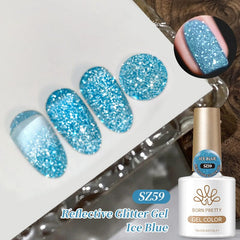 Reflective Glitter Gel SZ59 Ice Blue 10ml Gel Nail Polish BORN PRETTY