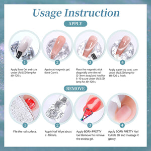 6 Colors Aurora Cat Magnetic Gel M70 Prismatic Siren 7ml Gel Nail Polish BORN PRETTY