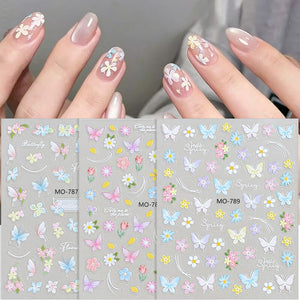 Spring Flowers Butterfly 3D Nail Sticker MO-789 Clearance No Brand