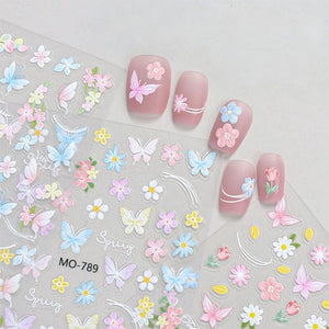 Spring Flowers Butterfly 3D Nail Sticker MO-789 Clearance No Brand