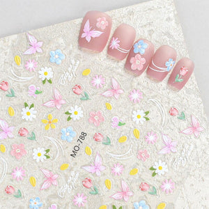 Spring Flowers Butterfly 3D Nail Sticker MO-789 Clearance No Brand