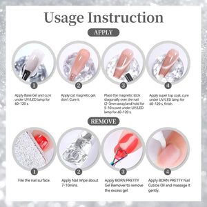 Moonlight Cat Magnetic Gel MY550 Pearl White 15ml Gel Nail Polish BORN PRETTY