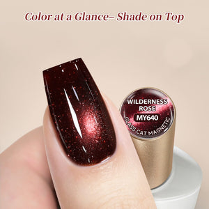 6 Colors Glass Cat Magnetic Gel M84 Wilderness Rose 7ml Gel Nail Polish BORN PRETTY