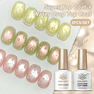 Water Drop Top Coat & Cat Magnetic Gel MY77 Base & Top Coat BORN PRETTY
