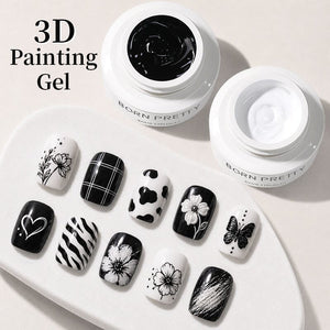 3D Painting Gel 5ml Gel Nail Polish BORN PRETTY Black & White