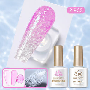 Water Ripple Top Coat Set Base & Top Coat BORN PRETTY Water Ripple Top Coat & Jelly Gel JN23
