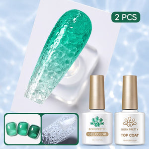 Water Ripple Top Coat Set Base & Top Coat BORN PRETTY Water Ripple Top Coat & Jelly Gel JN73