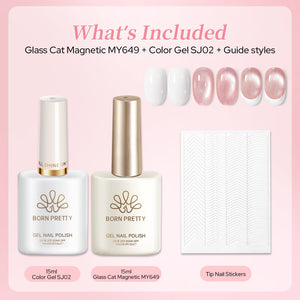 2pcs Set French Cat Magnetic Nails Kit #10 Gel Nail Polish BORN PRETTY