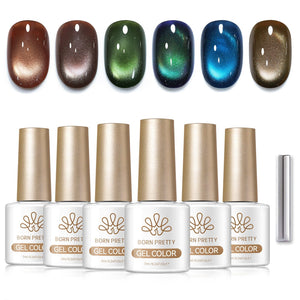 6 Colors Glass Cat Magnetic Gel M88 Tawny Moonlight 7ml Gel Nail Polish BORN PRETTY