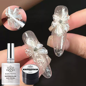 2pcs Set Watercolor Nail Polish & Sculpting Gel Nail Polish BORN PRETTY Set 01