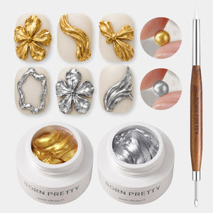 Gold Silver 5D Sculpting Gel & Carving Pen Gel Nail Polish BORN PRETTY