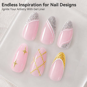 2 Bottles Gold & Platinum Silver Liner Gel 8ml Gel Nail Polish BORN PRETTY