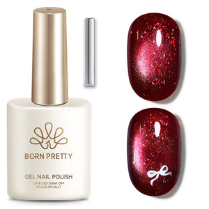 Glitter Cat Magnetic Gel MY716 Crimson Snow 15ml Gel Nail Polish BORN PRETTY