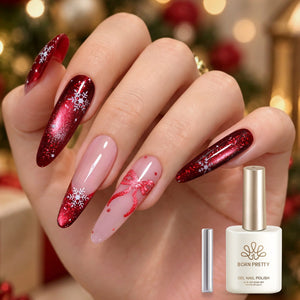 Glitter Cat Magnetic Gel MY716 Crimson Snow 15ml Gel Nail Polish BORN PRETTY