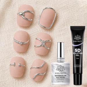 2pcs Set Watercolor Nail Polish & Sculpting Gel