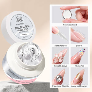 Non‑Stick Hand Builder Gel Clear #01 30g Extension Nail Gel BORN PRETTY
