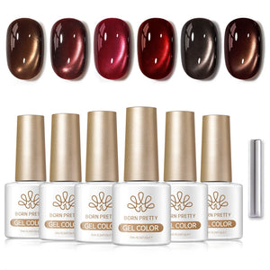 6 Colors Glass Cat Magnetic Gel M97 Amber Stone 7ml Gel Nail Polish BORN PRETTY
