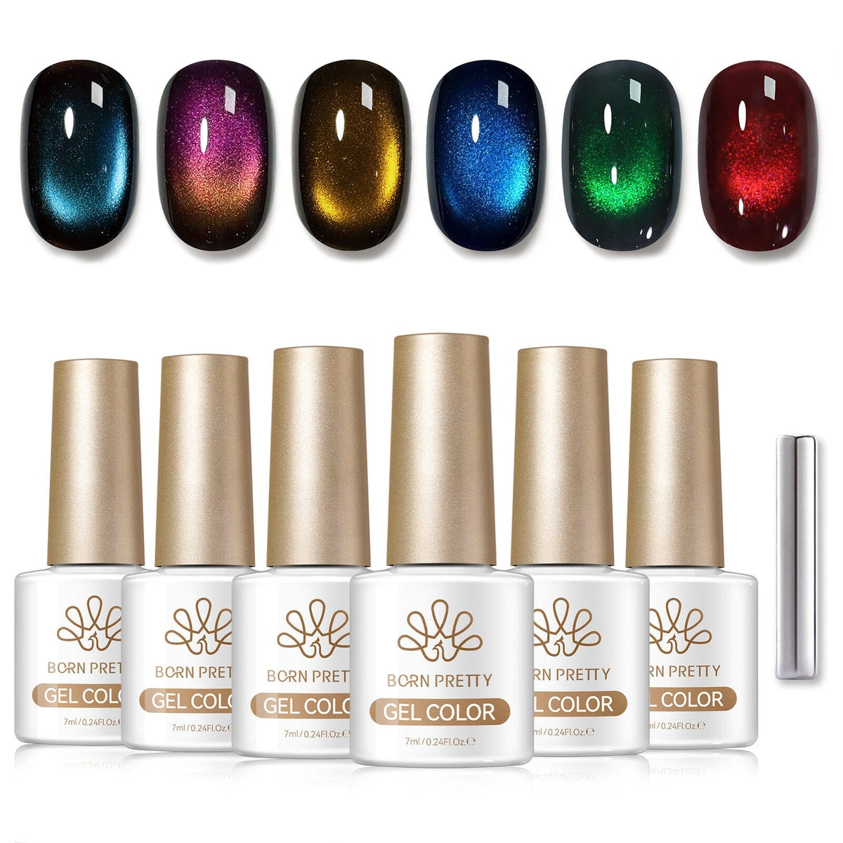 6 Colors Colored Cat Magnetic Gel M106 Sparkling Night 7ml Gel Nail Polish BORN PRETTY