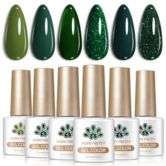 6 Colors Gel Set S86 Into Green 7ml Gel Nail Polish BORN PRETTY