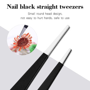 Black Straight Nail Tweezers Tools & Accessories No Brand